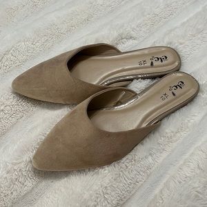 Tan pointed toe flats / slip-ons